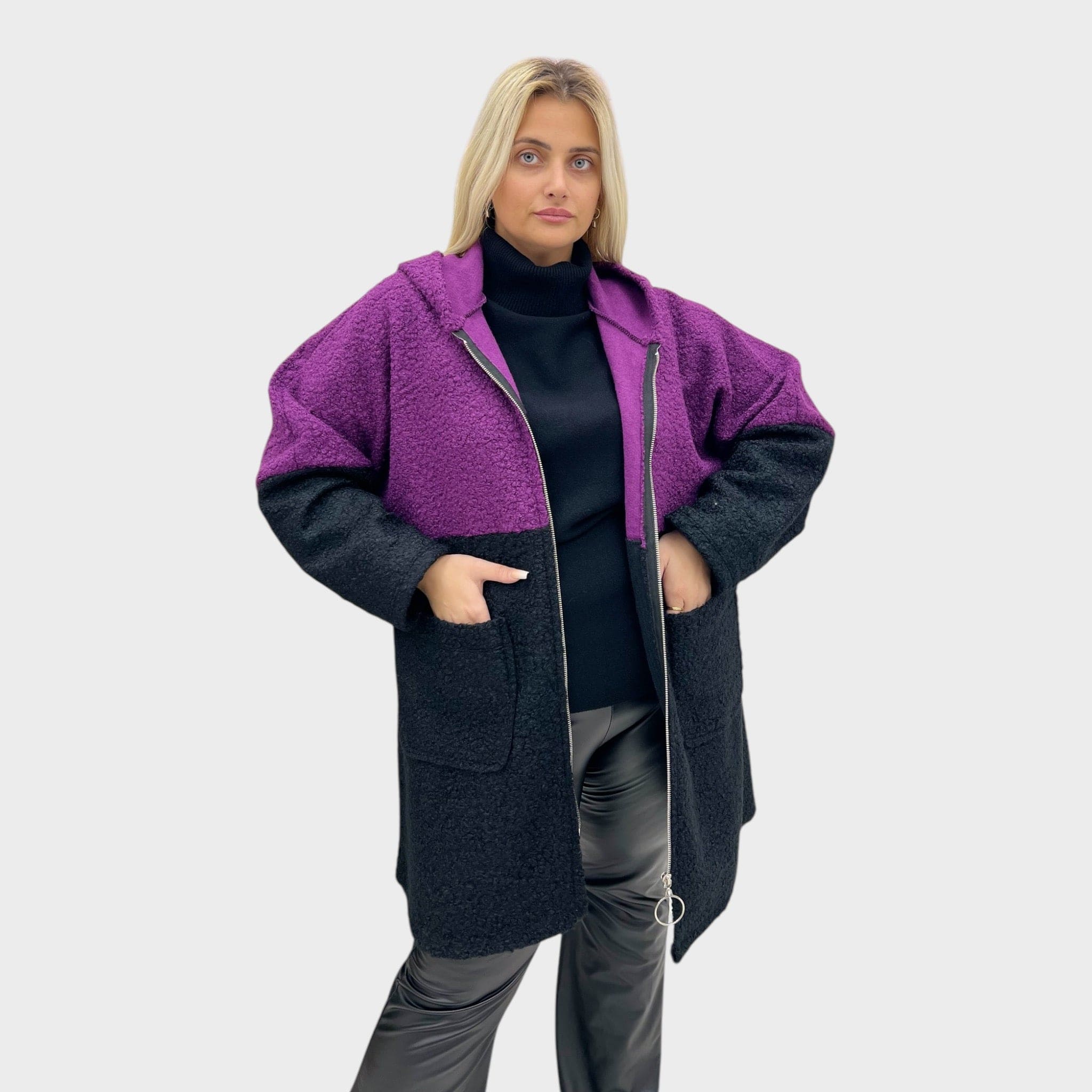 Cappotto bicolore Bouclé