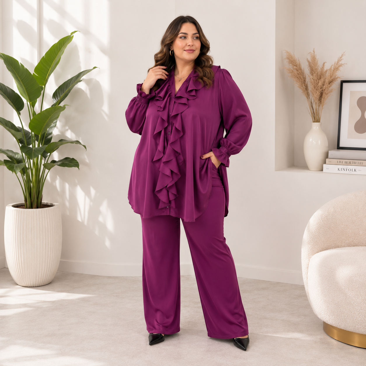 Camicia con rouche donne curvy Iris
