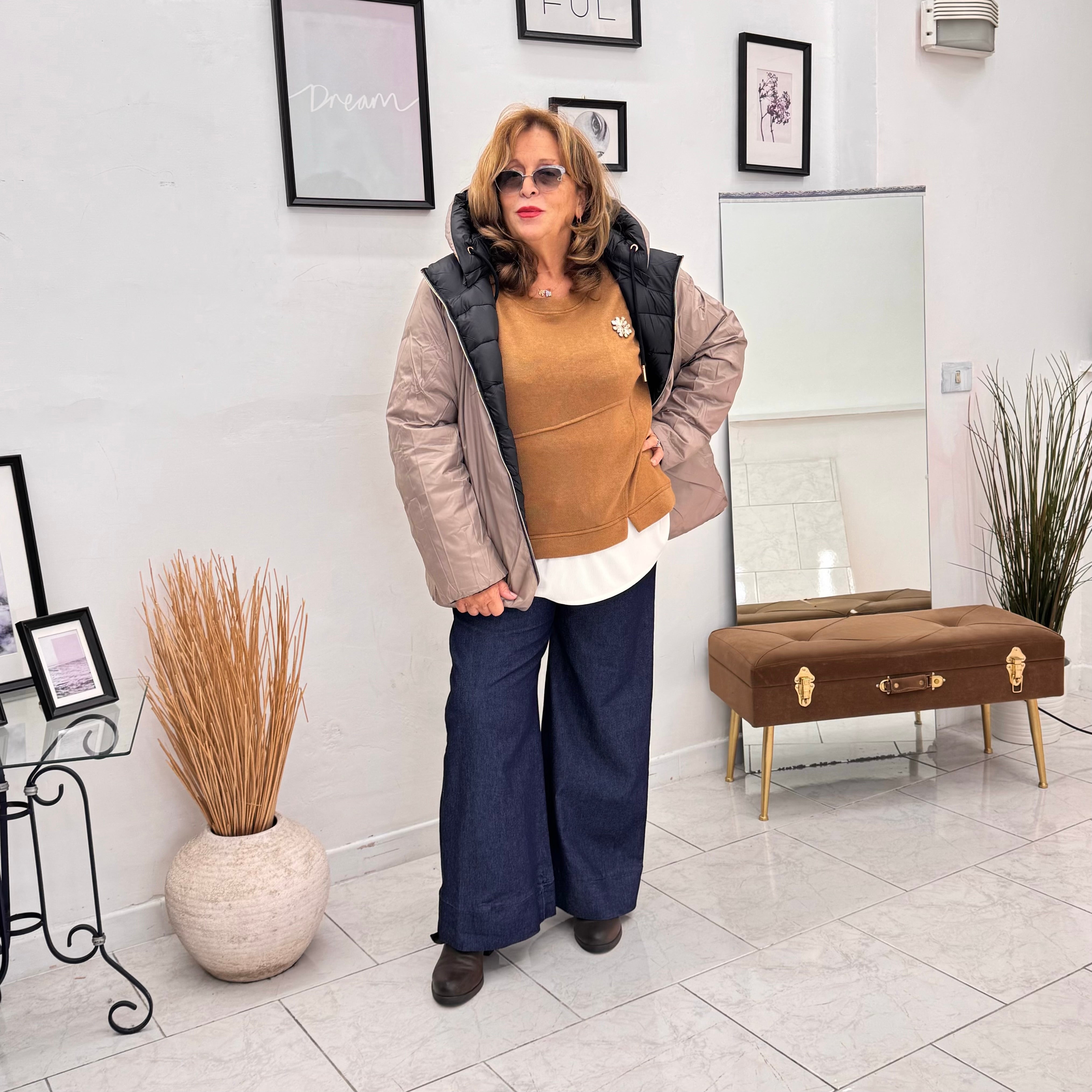 Piumino Double Face Black&Beige