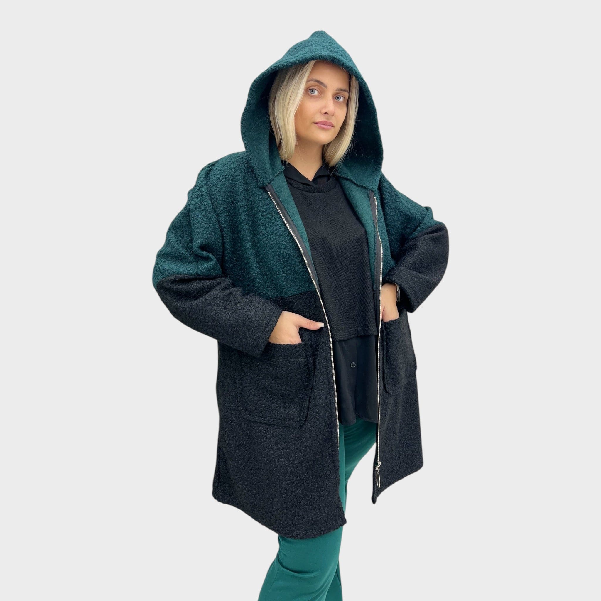 Cappotto bicolore Bouclé