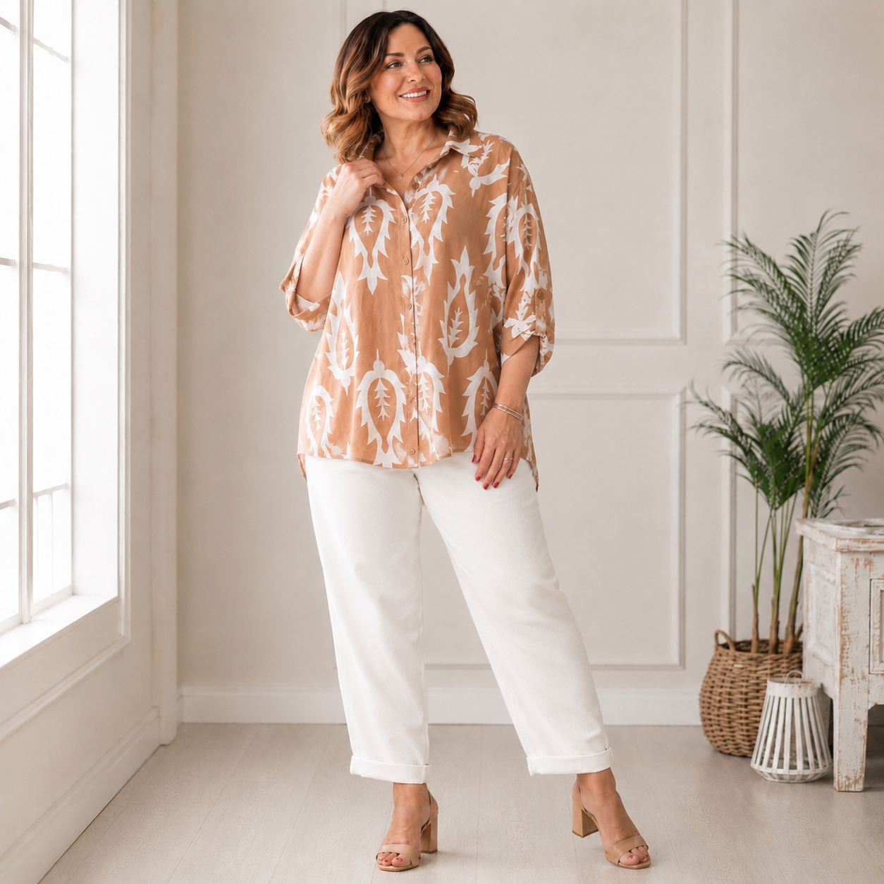 Camicia foglia bicolore art. j6186