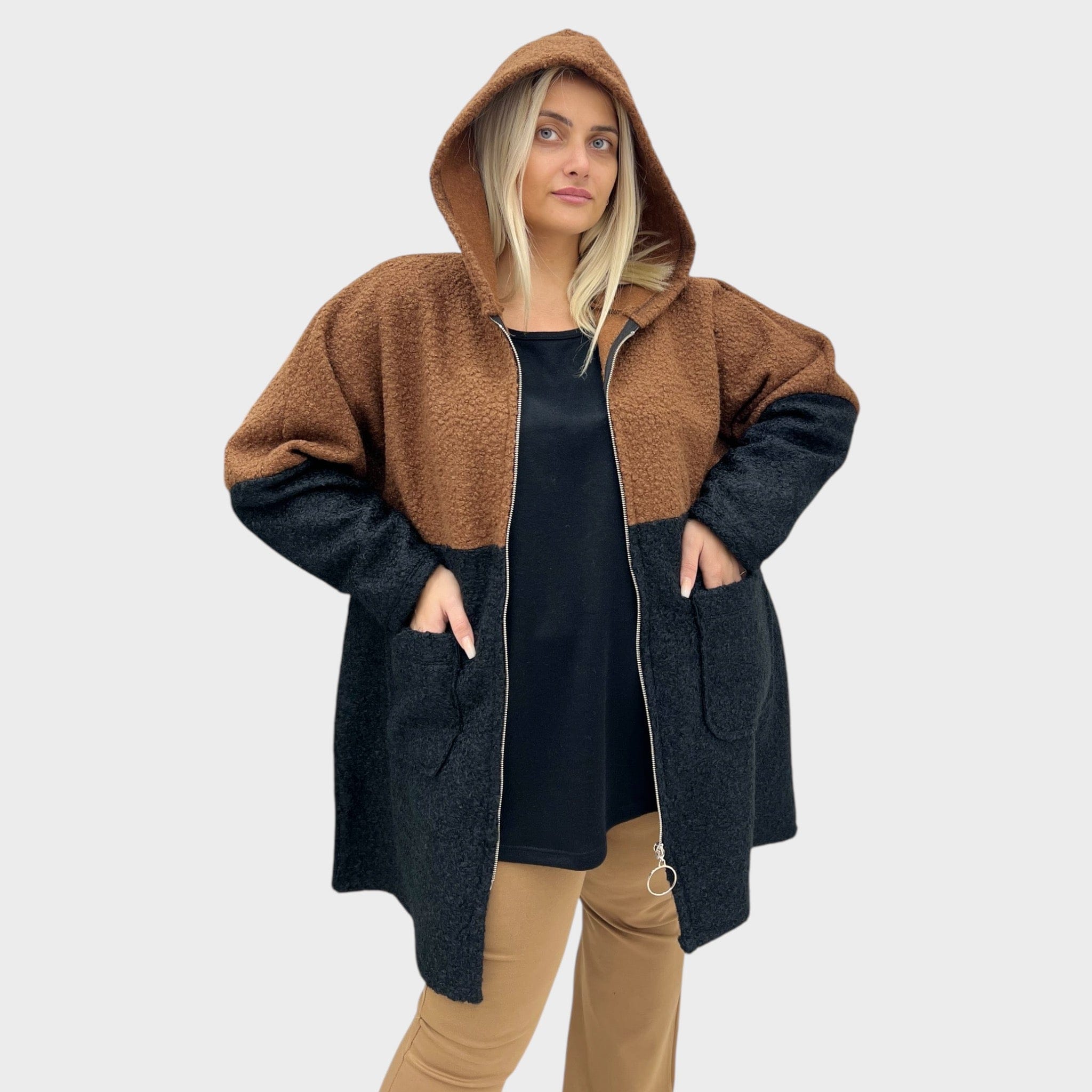 Cappotto bicolore Bouclé