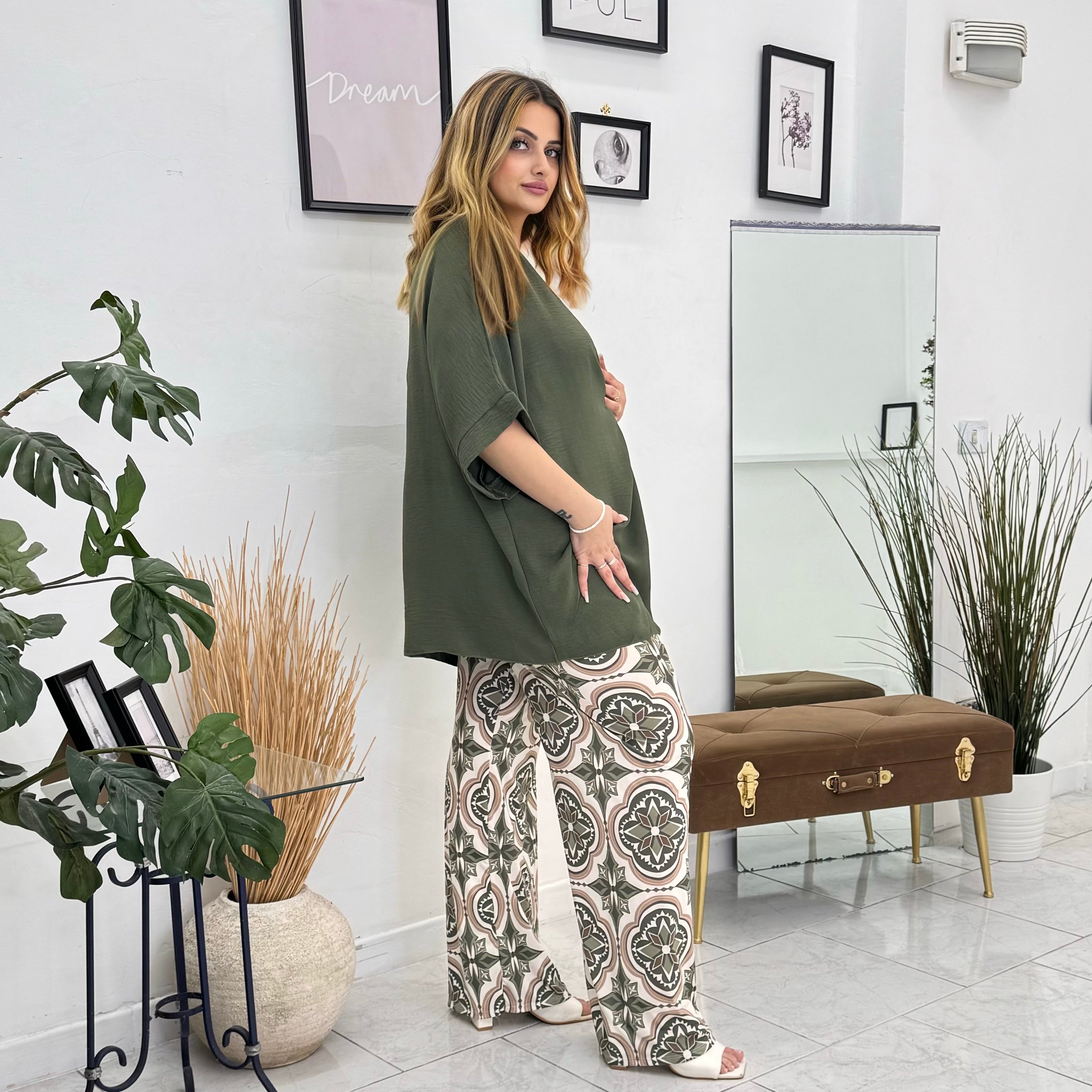 TOTAL LOOK INTRECCIO VERDE MILITARE