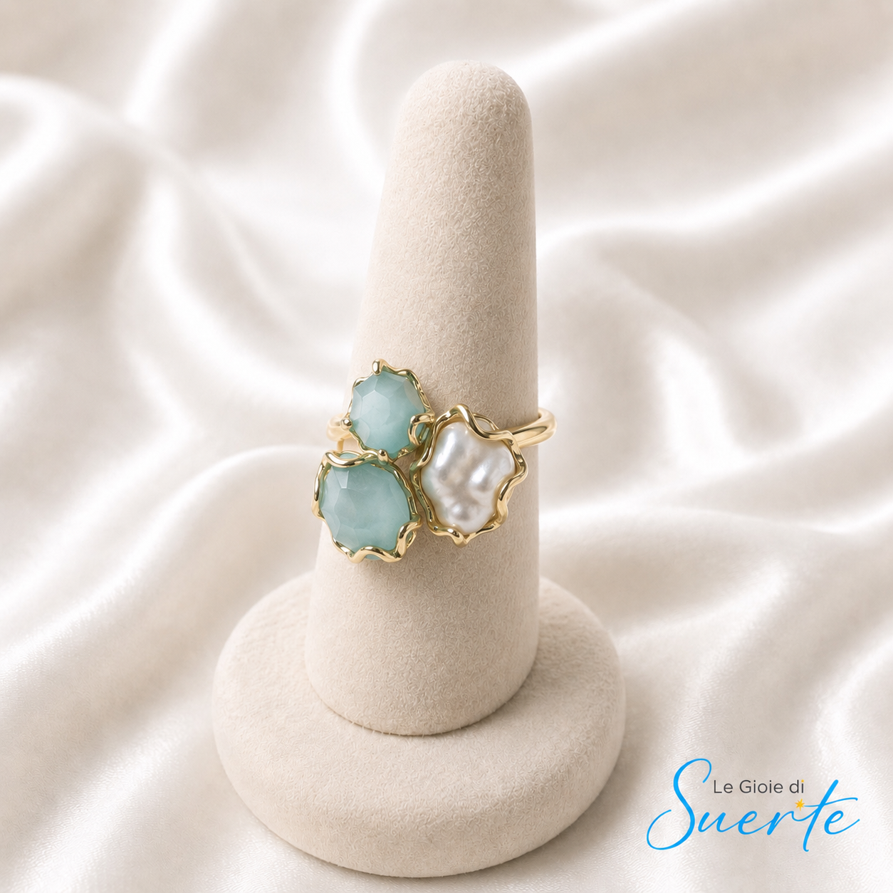 Anello Perla Acquamarina