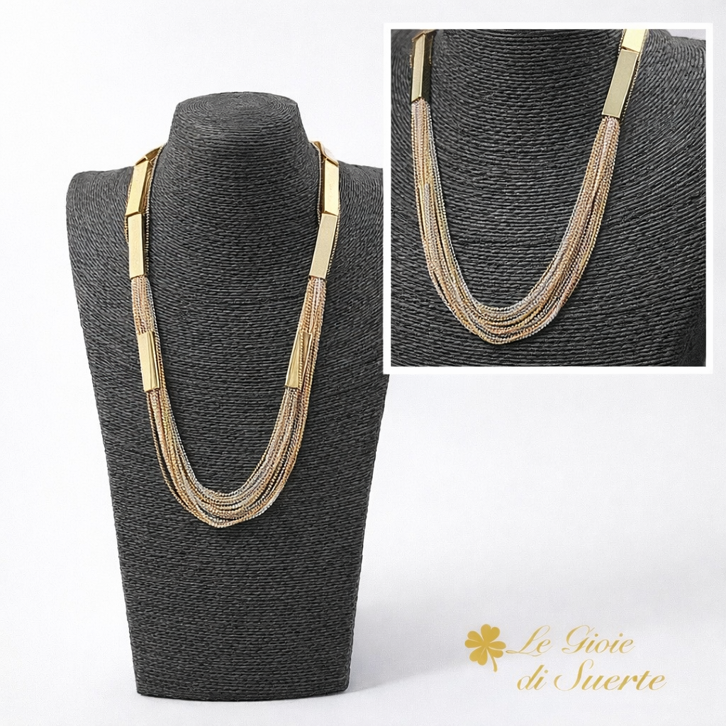 Collana Multicatena Tricolore
