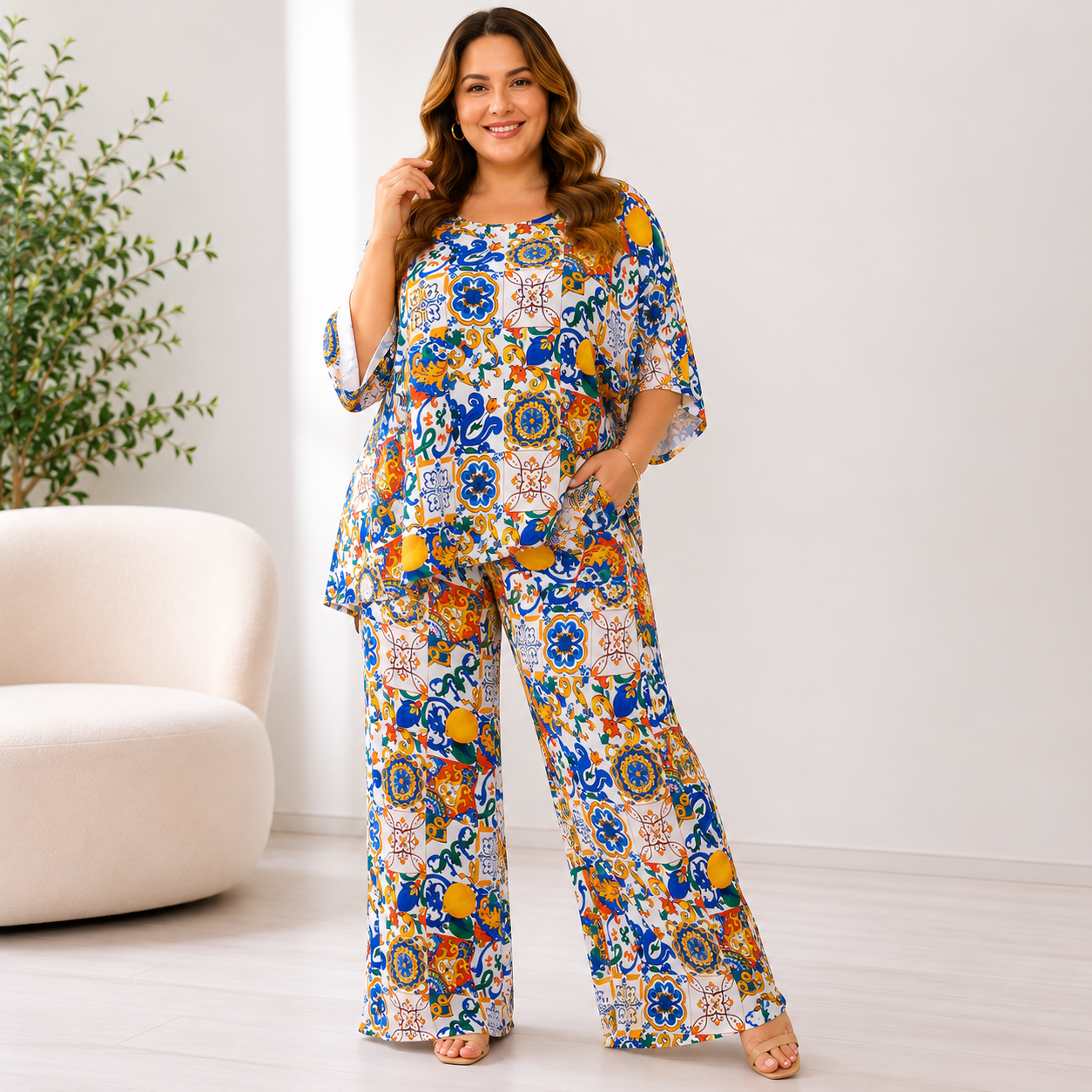 Pantalone Maiolica Mediterranea ✨