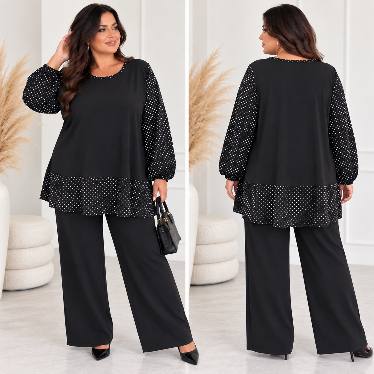 Maglia con maniche pois  05126