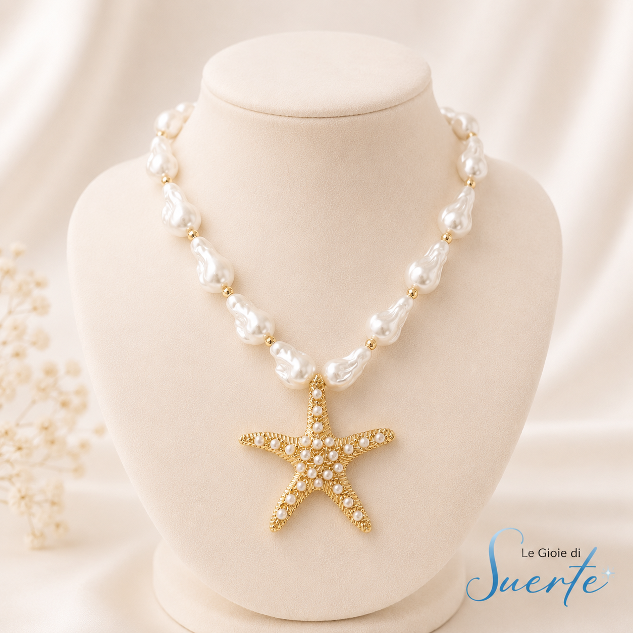Collana Stella Marina Perla Bianca