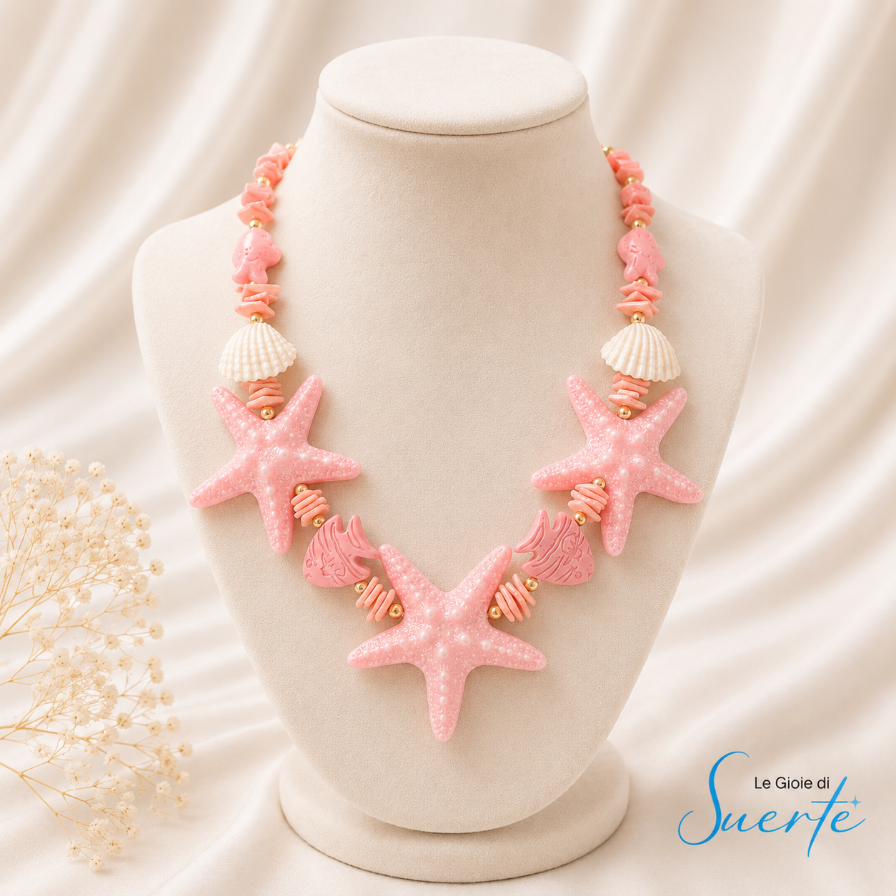 Collana Stelle Rosa Corallina