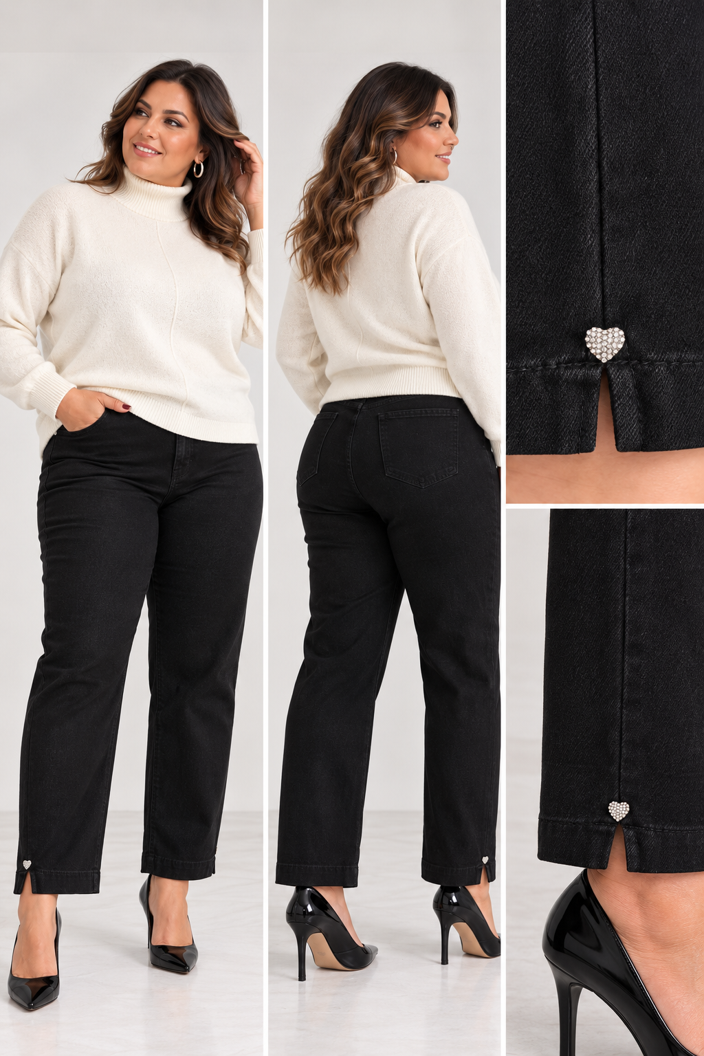 Jeans cuore nero chic fa9502