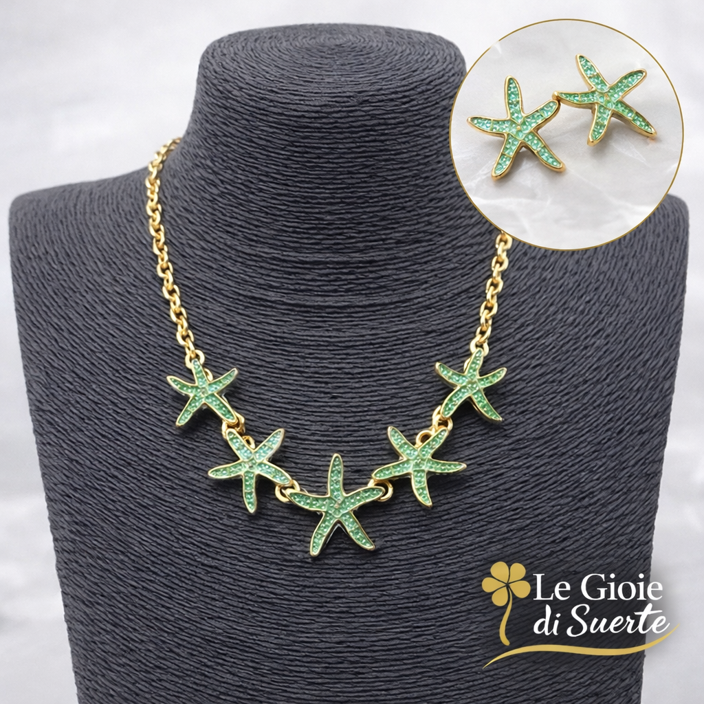 Set collana+orecchini Stella Marina Smeraldo