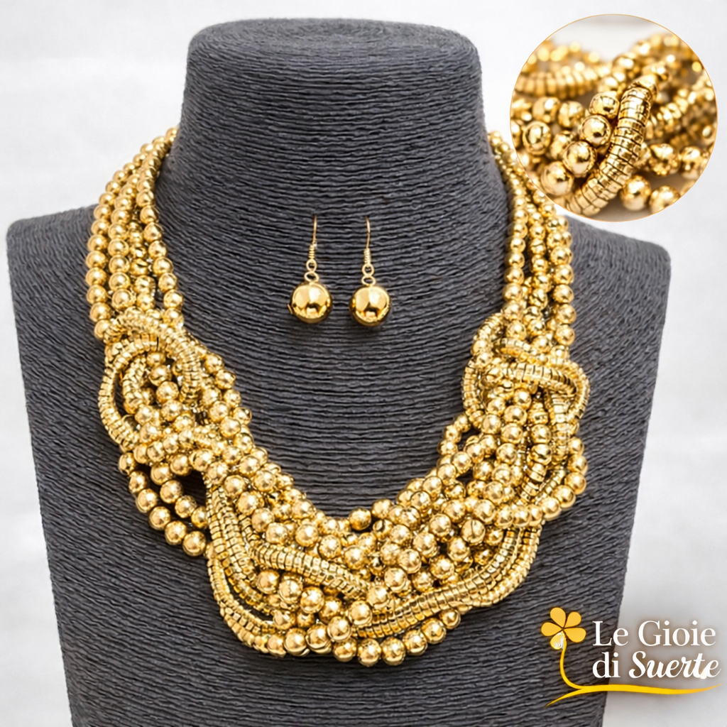Set Collana Intreccio Imperiale con Orecchini Coordinati