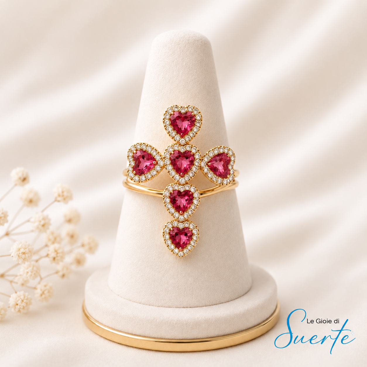 Anello Cuori Rubino Royale